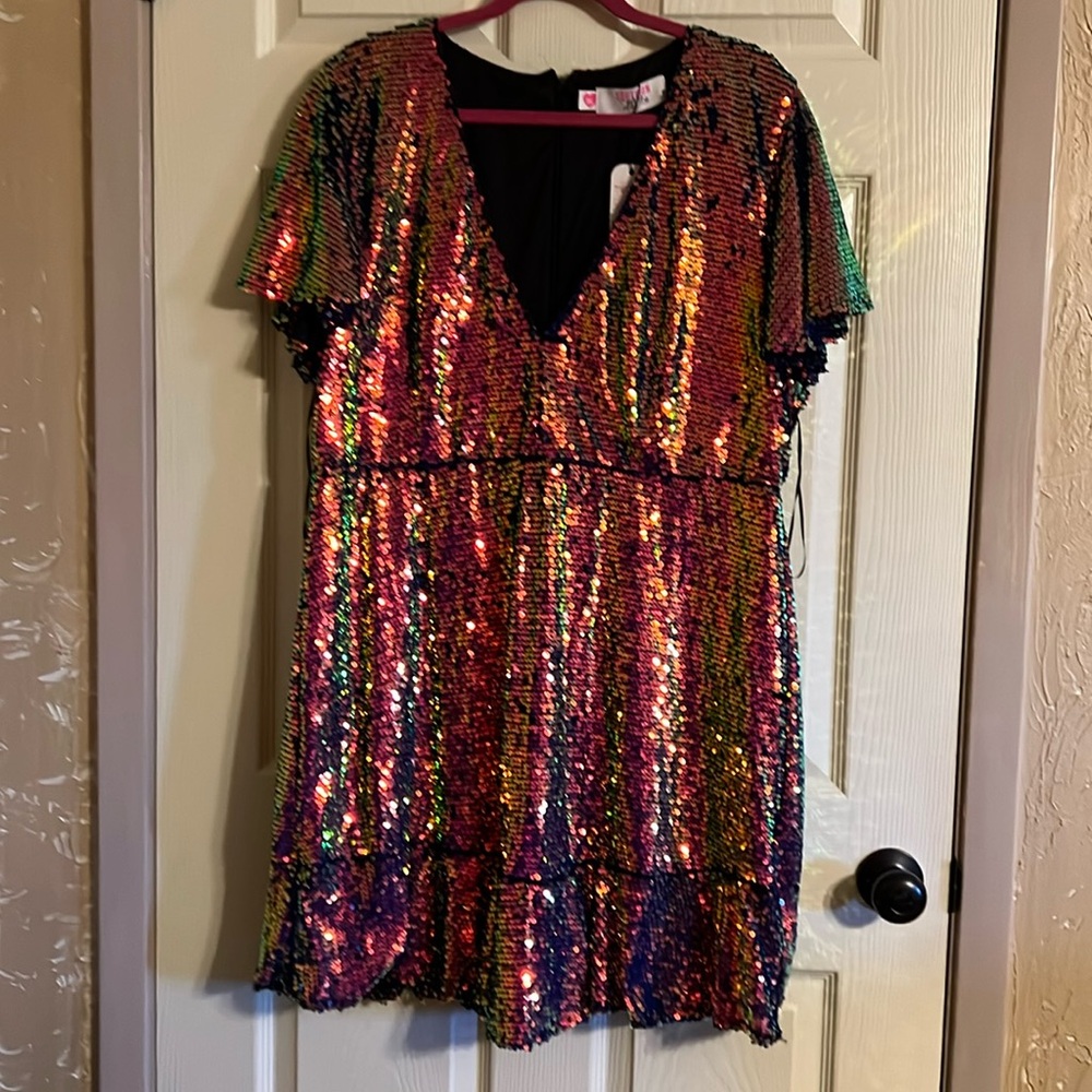 Vibrant Sequin V-Neck Mini Dress